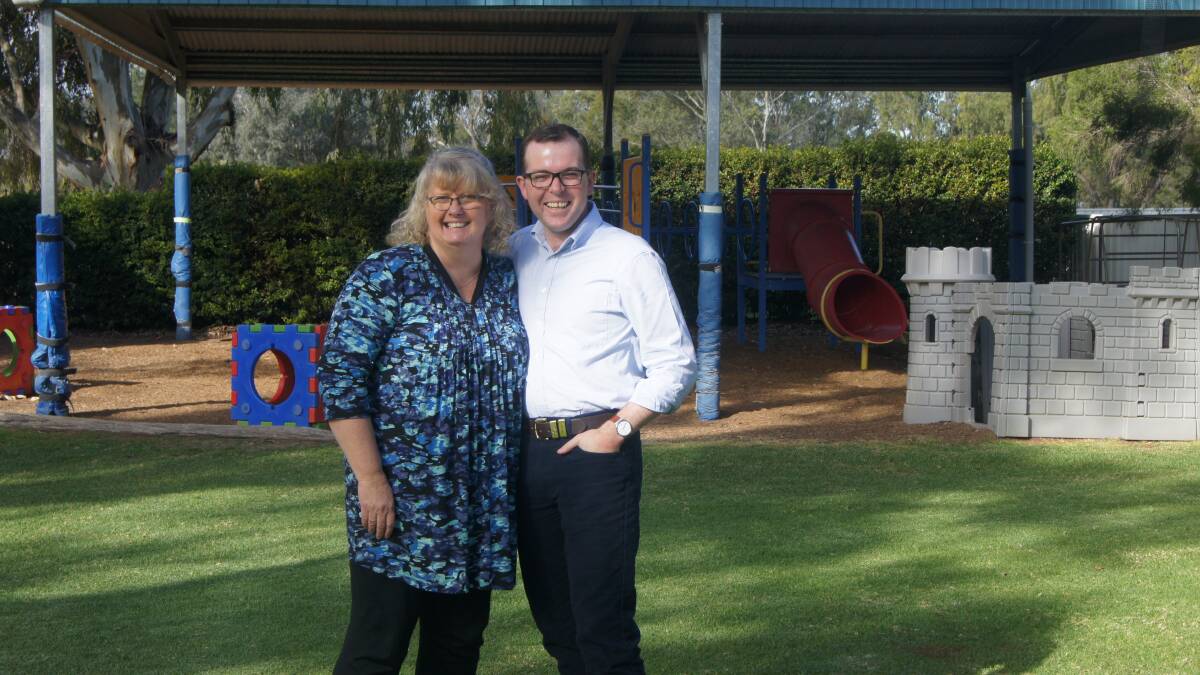Moree & District Early Childhood Intervention Service tecaher Debbie Hamilton with Northern Tableands MP Adam Marshall. 