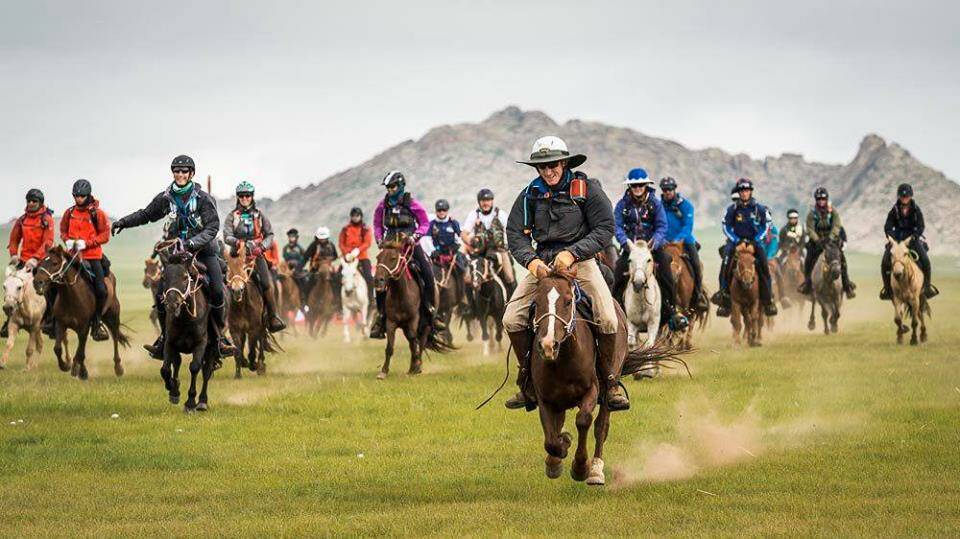 Dingo pictured at front. Photos by Richard Dunwoody and Laurence Squire for Mongol Derby.