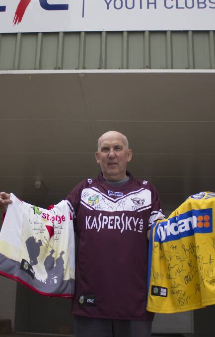 Tony Wooham from Moree Men of League with last year's jerseys. 