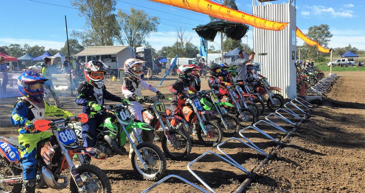 Competitors aged nine to 12 years, competing in the 60 cc category at the launch of the North Coast MX Series held in Moree on July 17. 