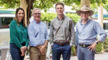 Moree council's deputy and mayor Susannah Pearse and Mark Johnson with NSW Premier Chris Minns and Northern Tablelands MP Adam Marshall in Moree on Thursday, February 22. Picture supplied. 