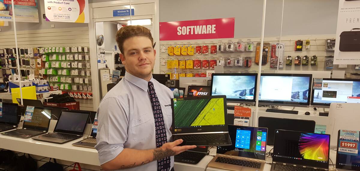 In the know: Student devices expert Evan Coombes at Harvey Norman Moree can help parents get the right laptop or iPad to suit their child.