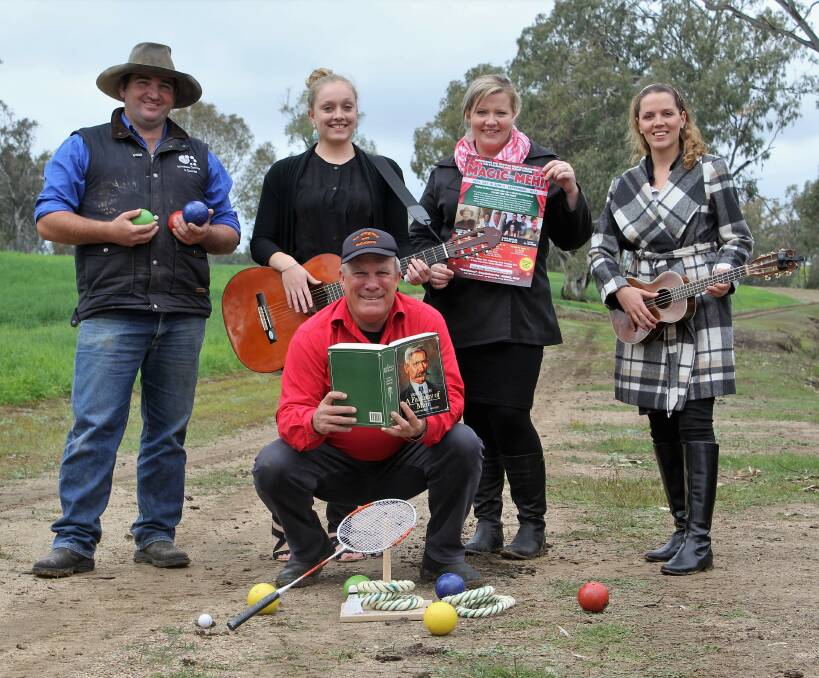 Magic on the Mehi organisers Murray Hartin (front) and Mitch Johnstone with Moree Tourism's Maddy Brazel, Ashley McDonald and Rebecca Ginty, at the location of the festival which promises to be full of music, poetry, fun and games.
