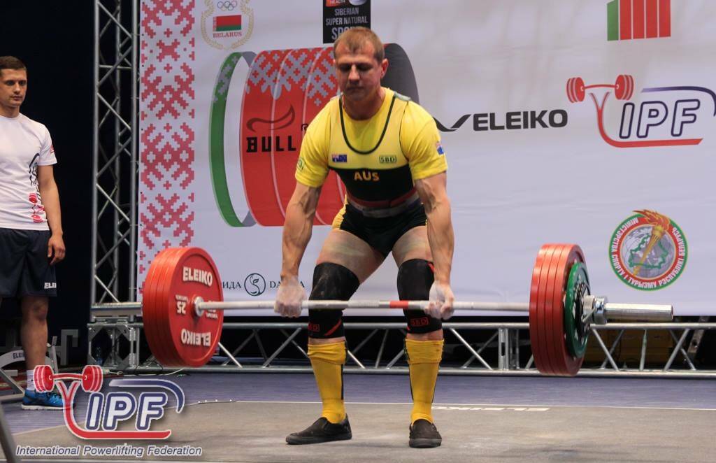 POWER: Moree's Eric Dumas competes in the deadlift section at the World Classic Powerlifting Championships, held in Minsk, Belarus.