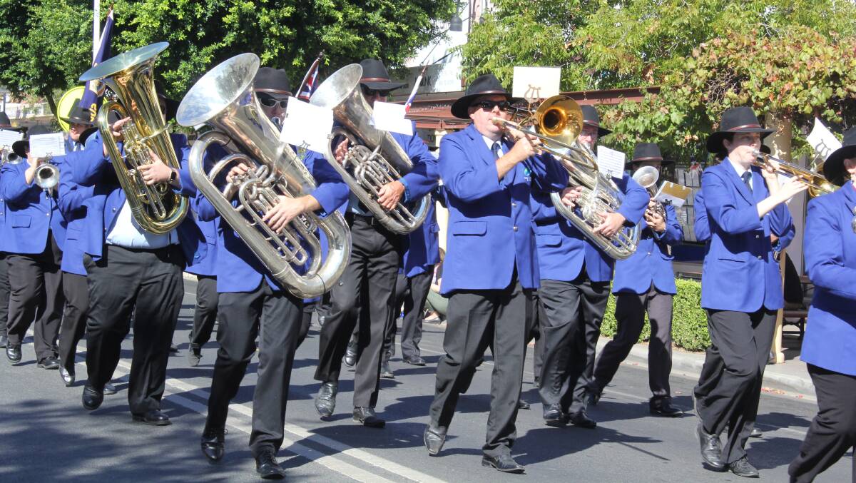 Moree and District Band performing during the Anzac Day march this year.