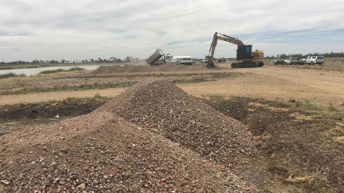Stage one of the Mehi Beach project has begun with the laying of 200 tonnes of recycled crushed concrete as the foundation for the camping ground, first shade shelter, car park area and workshop space.