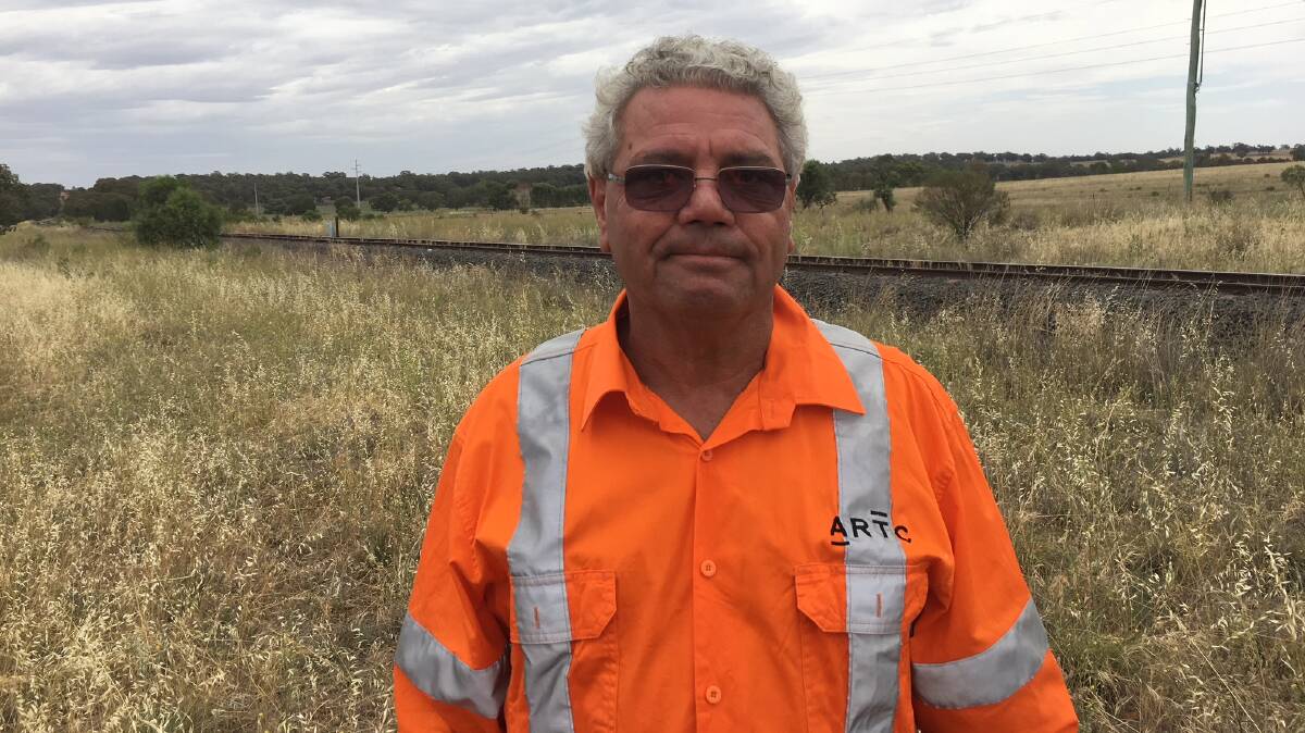 ARTC Indigenous Participation Advisor Wally Walker alongside the rail line this week. He has a focus on turning the current excitement around Inland Rail into results for Aboriginal communities along the route.