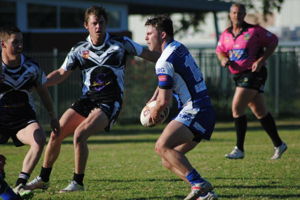 KEY PLAYER: Brent McDonald looks to pass the ball after half-time on Sunday. Photo: Deb Holland.