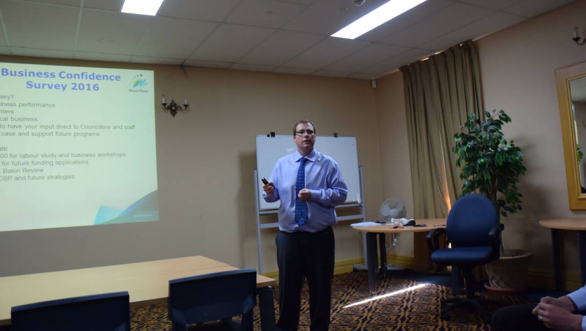 Moree Plains Shire Council's economic and community development manager Mark Connolly at the recent Business Skills Development meeting.