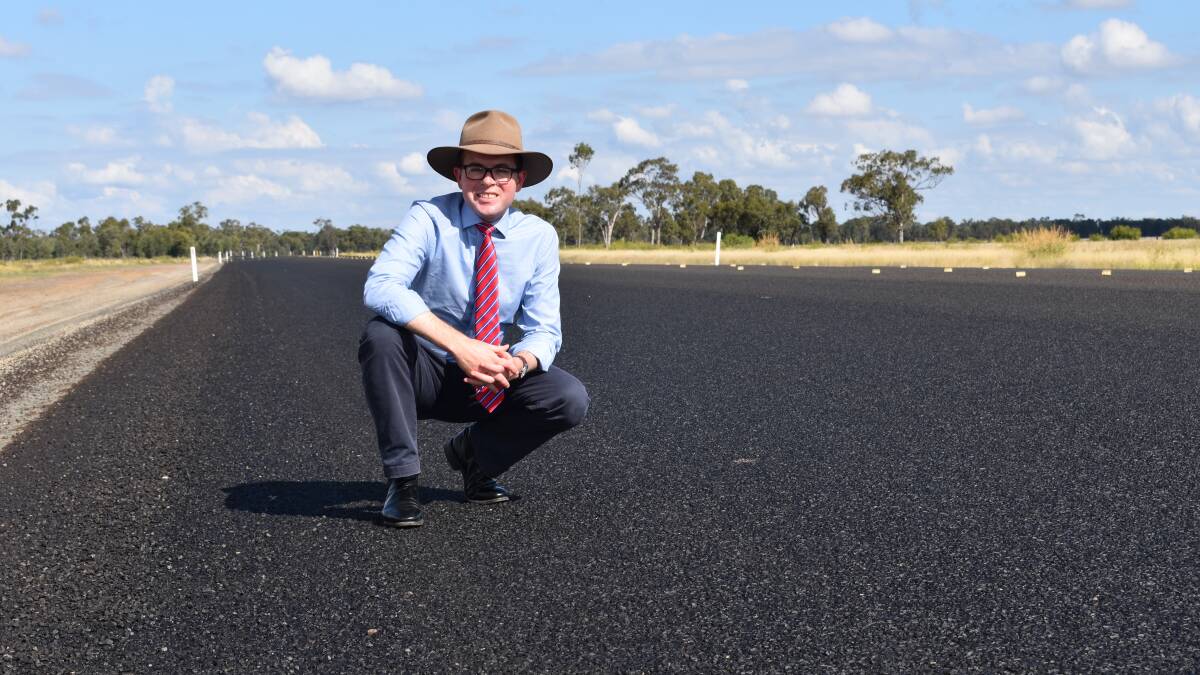 Member for Northern Tablelands Adam Marshall inspects the latest new overtaking lane on the Newell High, 30 kilometres north of Moree.
