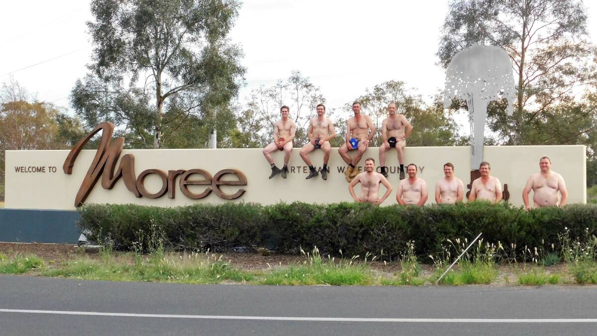 BARING ALL: (Back) Harry Cush, Dan Sweeney, Andrew Uphill, Darren Pritchard, (front) Dave MacLellan, Hugh Ward, Will Burey, Roly King and Craig Atherton are some of the local men featured in the It's Raining Men Moree 2019 calendar.