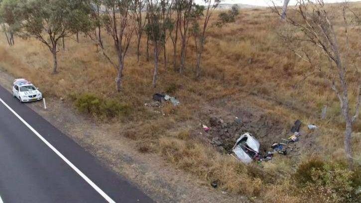 A search party drove past the car several times as it was not visible from the road. Photo: TNV
