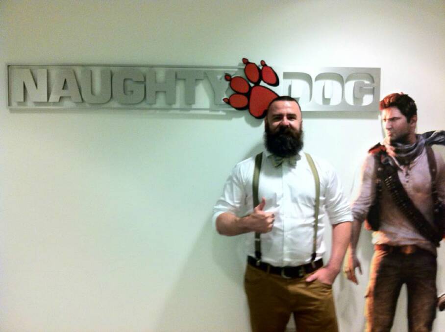 Boon in his workplace - the Naughty Dog headquarters in Los Angeles - with the hero of Uncharted 4, Nathan Drake.