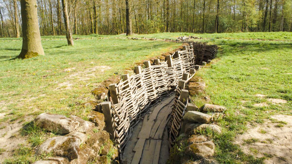 SOMBRE REMINDER: The Bayernwald Trenches at Wijtschate, Ypres Salient, are a carefully restored section of an original German trench system dating from 1916. Many soldiers drowned in the muddy fields.