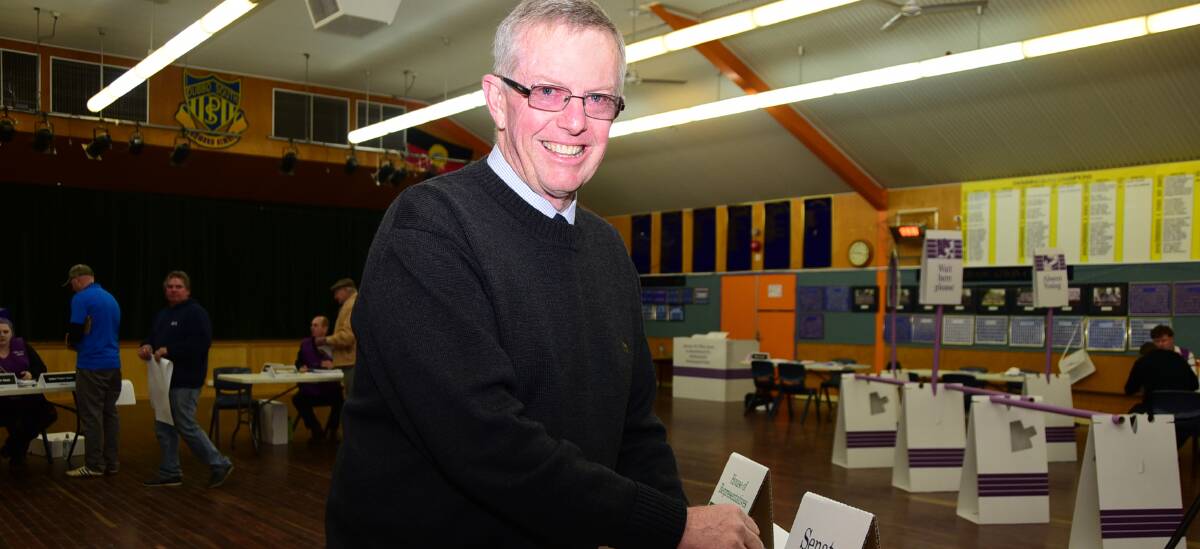 The vote counts: Member for Parkes Mark Coulton casting his vote on July 2 in Dubbo.