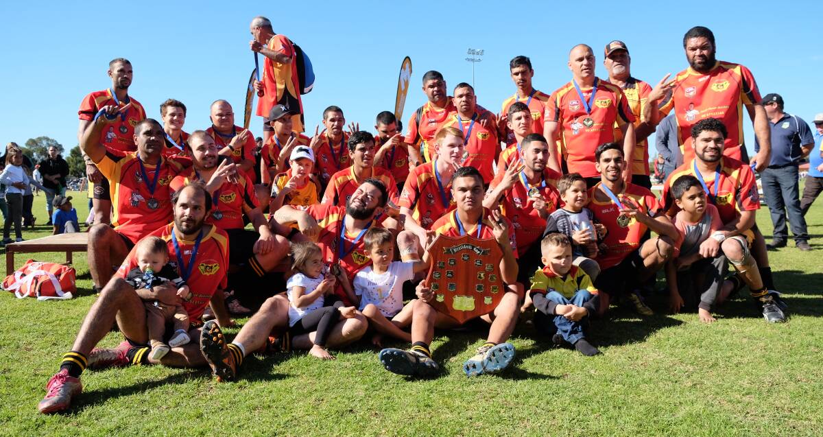 TRIFECTA: The Moree Boomerangs celebrate their third consecutive Group 19 reserve grade premiership, after beating local rival the Boars on grand final day on Sunday.