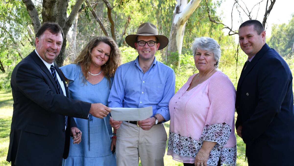 Moree Council general manager Lester Rodgers, Chamber of Commerce Melanie Jenson, Northern Tablelands MP Adam Marshall, Moree Mayor Katrina Humphries and Moree Council director of corporate services Mitchell Johnson. 