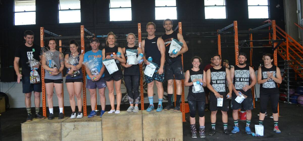 Fitspo: GTK Crossfit Moree (middle) won the RX division on Saturday, followed by Tamworth's SnakeFit (left) and in third Inverell's Road 2 Victory (right).