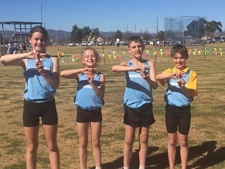 Bellata Public School's relay team: Ruby Stewart, Chloe Gillogly, Max Gillogly and Angus McPherson.