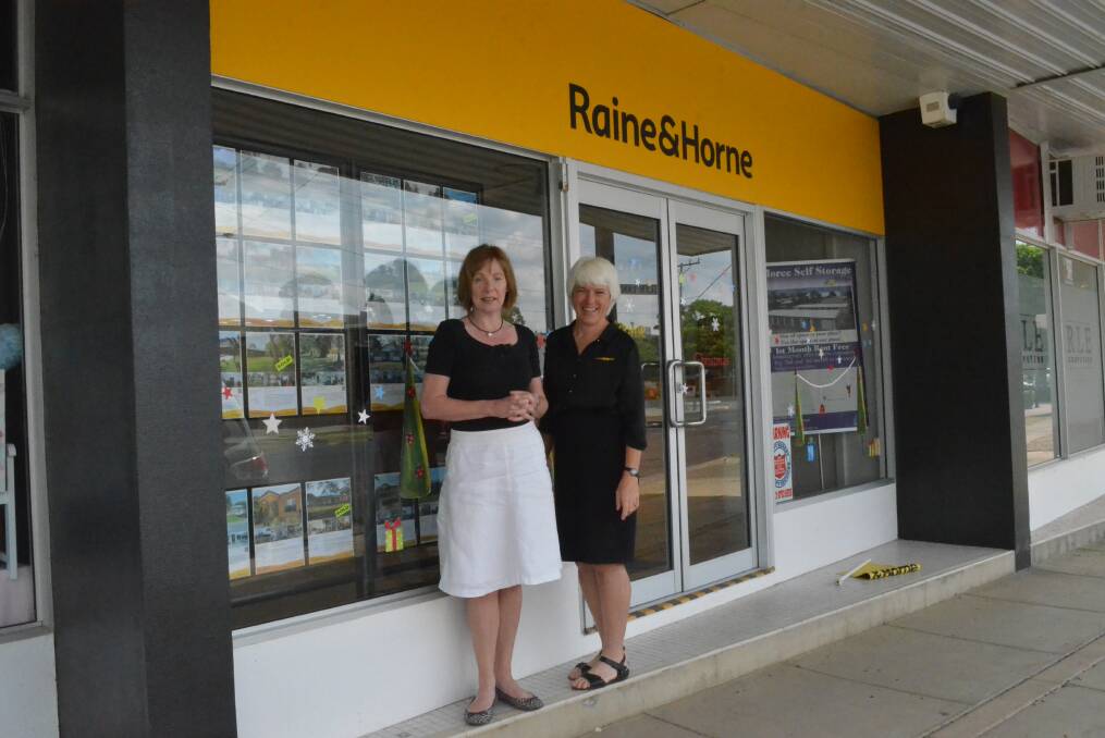 Pimp my shopfront: Raine and Horne Moree principal Kelly Atkins and personal assistant sales and marketing Lisa Reed would like to see Moree win the Australia-wide, real estate shopfront competition.