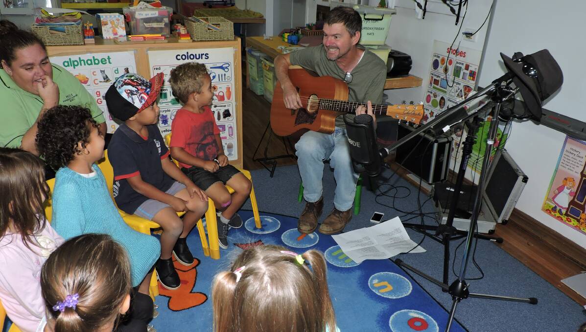Traditional language: Simon Mellor regularly visits Kiah Preschool, in collaboration with Beyond Empathy, bringing music to the students.
