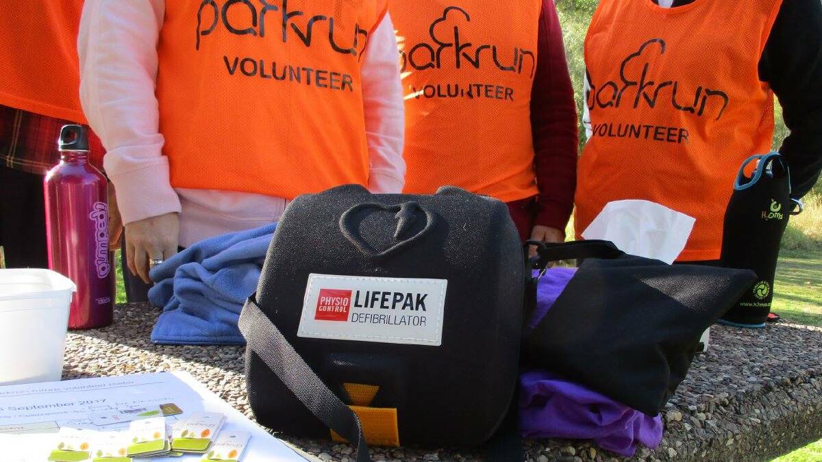 Lifepak: Local parkrun volunteers gathered around the new defibrillator after finishing the course last Saturday morning.