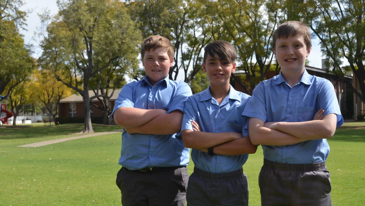 Rising stars: Tom Watts, Joseph Bartlett and Williams Brooks recently travelled to Salamander Bay for state PSSA junior rugby union.