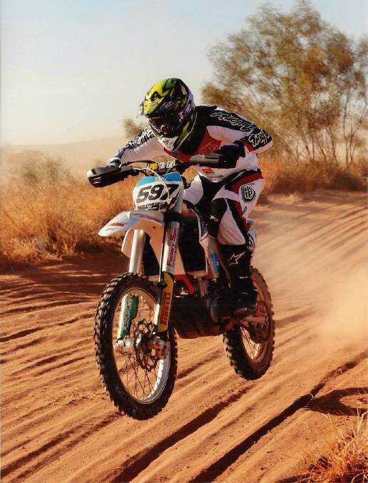 Red dirt: Swapping the usual black soil track Jesse Moore hits Alice Springs desert track in preparation for Finke. Photo: Supplied