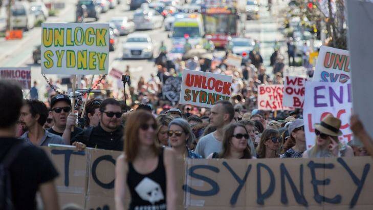 A protest against the city's lockout laws in September. Photo: Michele Mossop