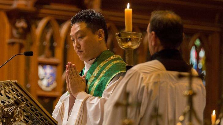 Father Emmanuel Yoon Jae Seo led the mass. Photo: Michele Mossop