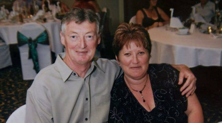 John Burrows, 58, a well-known local greyhound trainer was blown up outside his Portland house. He is pictured here with his wife Shirley. Photo: Wolter Peeters