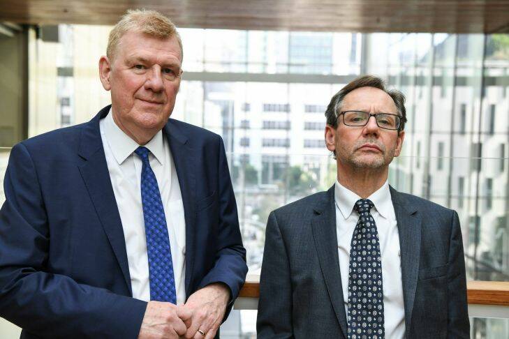 SMH News story by, Andrew Taylor. Story: Medical error remains a major cause of harm to patients. Photo shows, Professor Liam Donaldson and Australian patient safety researcher Professor Jeffrey Braithwaite, at the UTS in Ultimo. Photo by, Peter Rae Tuesday 18 April 2017 Photo: Peter Rae