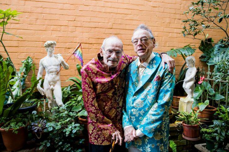 SAT/SHD NEWS: gay marriage. (L-R) Peter Bonsall-Boone and Peter de Waal, gay couple who marched in first Mardi Gras. Bonsall-Boone is very ill with cancer and will likely die in coming weeks. It was his last wish to marry the man he has loved all his life and it is now clear that wish won't come true.  Photograph by Edwina Pickles. Taken on 7th April 2017. Photo: Edwina Pickles