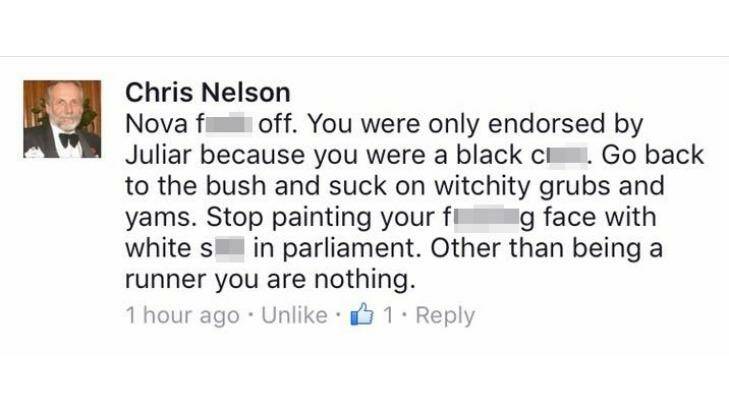 One of the posts allegedly made on Facebook by Chris Nelson. Photo: Facebook