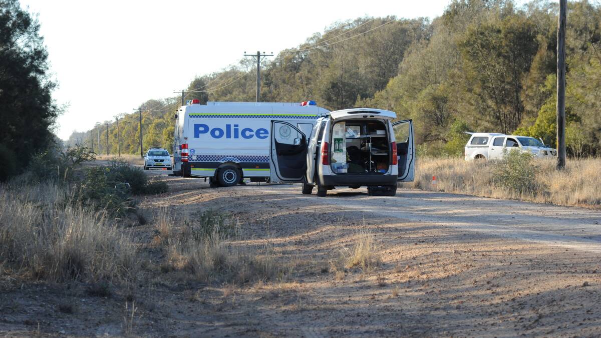 Police are on scene at Talga Lane on the Newell Highway at Croppa Creek after Tuesday's fatal shooting. Picture: CADY ANDERSEN, Moree Champion. 