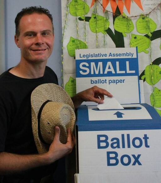OUT OF TOWN: Greens candidate Mercurius Goldstein casts his vote at Croppa Creek.