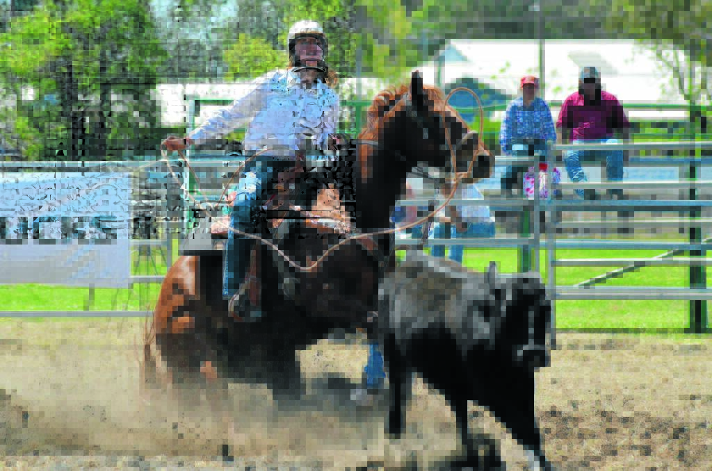 Olivia Harris competes in the breakaway roping event at the Spur Up Rodeo in Moree on Sunday.