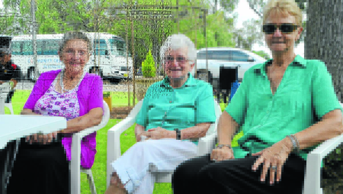 Betty Lynch, Val McLennen and Amalda Field at the Seniors’ Week luncheon on Saturday. 
