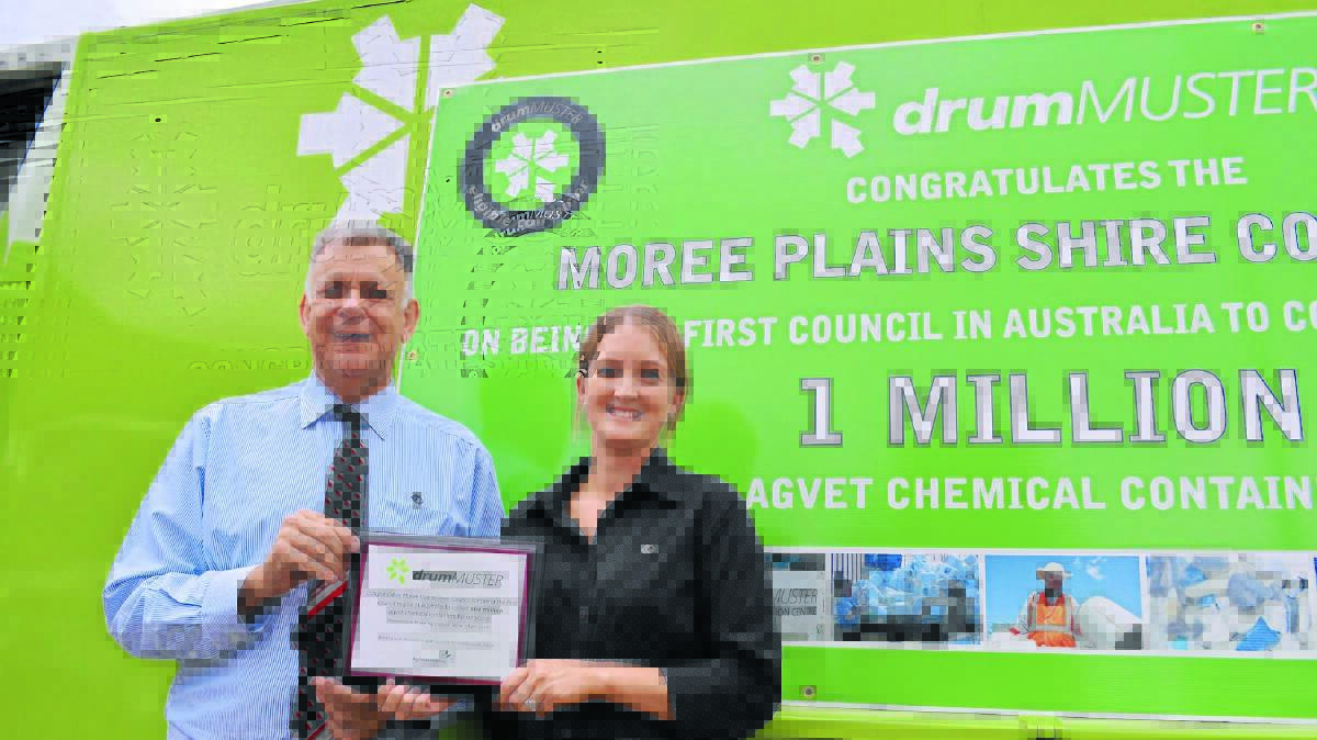 Moree council water and waste manager, David Wolfenden, and waste officer, Tahra Sayers at the presentation made at the Moree Show.