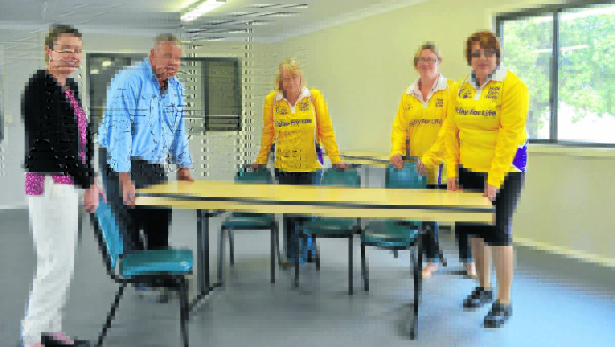 Moree Relay for Life committee members Amy Walker, Dennis Purse, Susie Meppem, Bethany Kelly and Carolyn Moore prepare for this weekend’s big event.