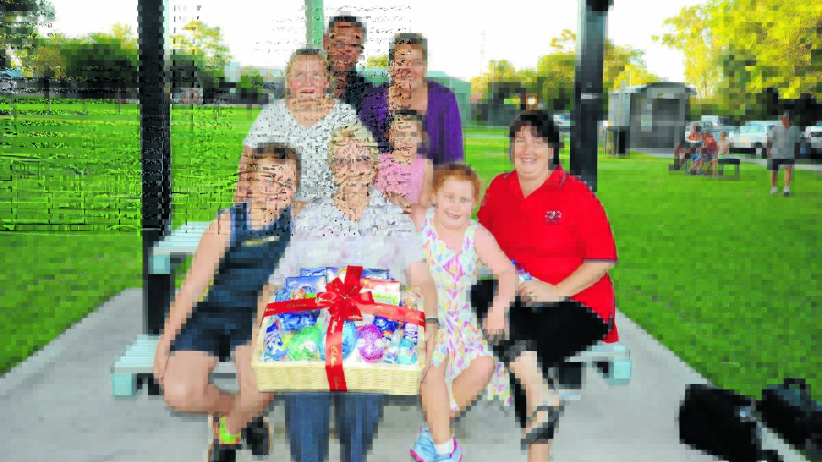 Winner of the $100 gift hamper donated by Cadbury, Connie Potts with her family; David, Jasmine and Jillian Stewart, Jessica and Nat Knowles, Tonny Potts and Emily Walton-Potts