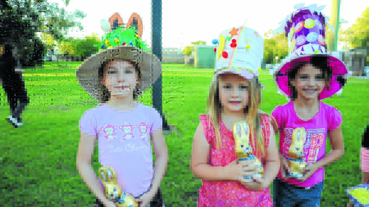 Easter hat winners Abbey Girard, Maddie Simmons and Charlie Moore
