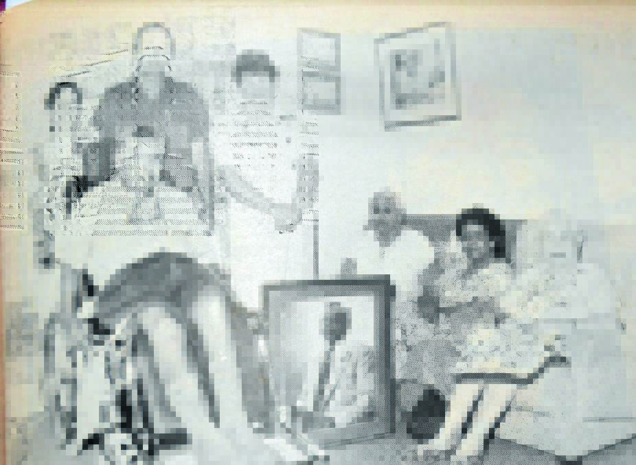 Anne Duncan, Rob Bartel, Noeline Briggs-Smith, Ida Waters, Constance Duncan and Emmaline French with in front; Jim Stanley and a portrait of his father the late Alexander Stanley published in the Thursday, November 24, 1994 Moree Champion when the project first started.