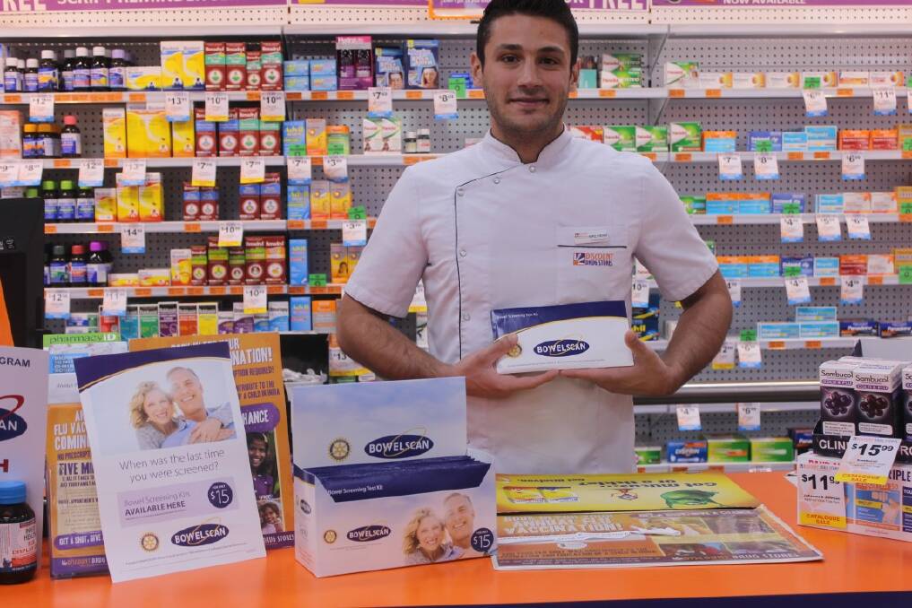 Pharmacist Mike Wehbi from Moree's Discount Pharmacy with one of the $15 bowelscan kits.