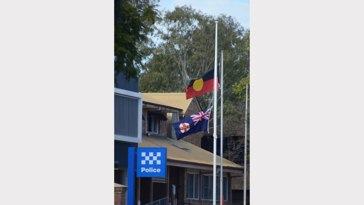 The flag flying high for Constable Ryan at the Moree police station.