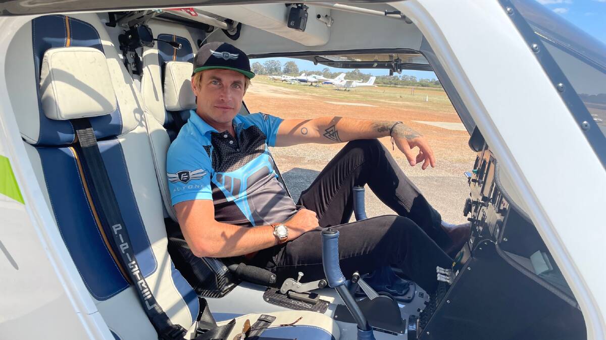 Pilot Korum Ellis, at Murrayfield airport in Western Australia, says the interior of the Pipistrel Alpha Electro two-seater electric aircraft is sleek and comfortable. Picture by Samantha Ferguson