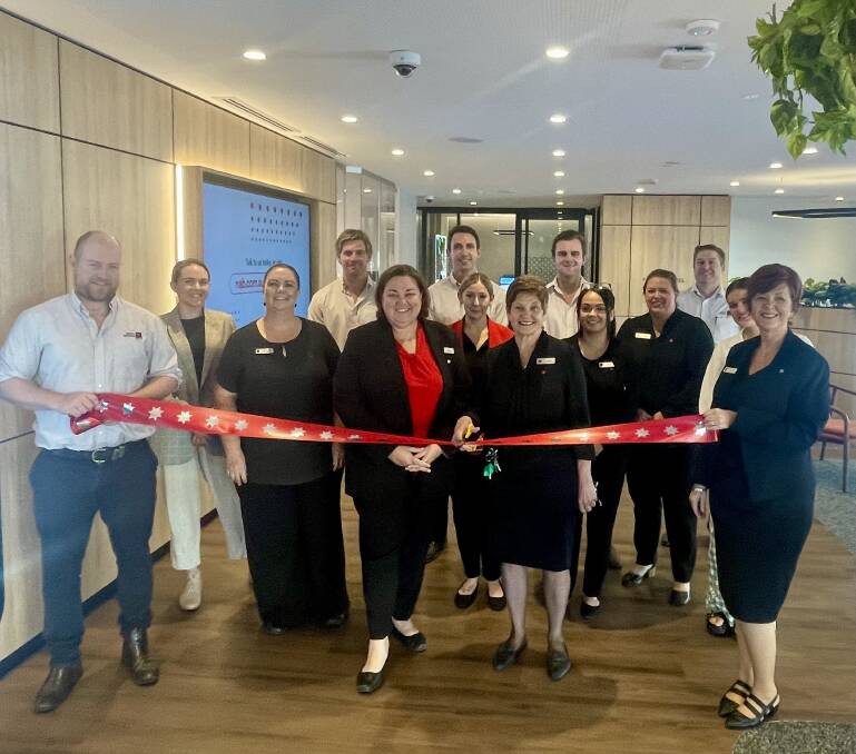 The team at NAB's Moree Branch cut the ribbon on the upgraded bank. Picture supplied