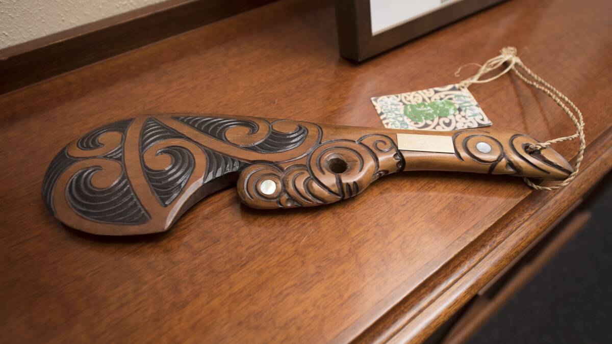 CULTURE: A Maori blade given to Tamworth by Gore New Zealand, it's made from 30,000 year old Swamp Kauri wood. Photo: Peter Hardin