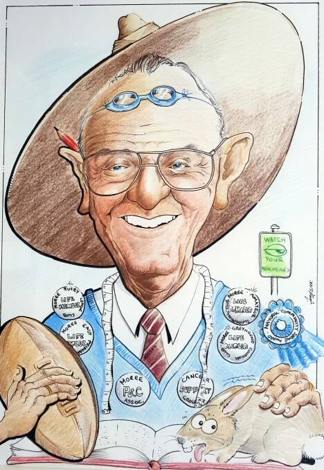 A caricature done of Alf Scott, pictured with all his favourite things. Photo: contributed