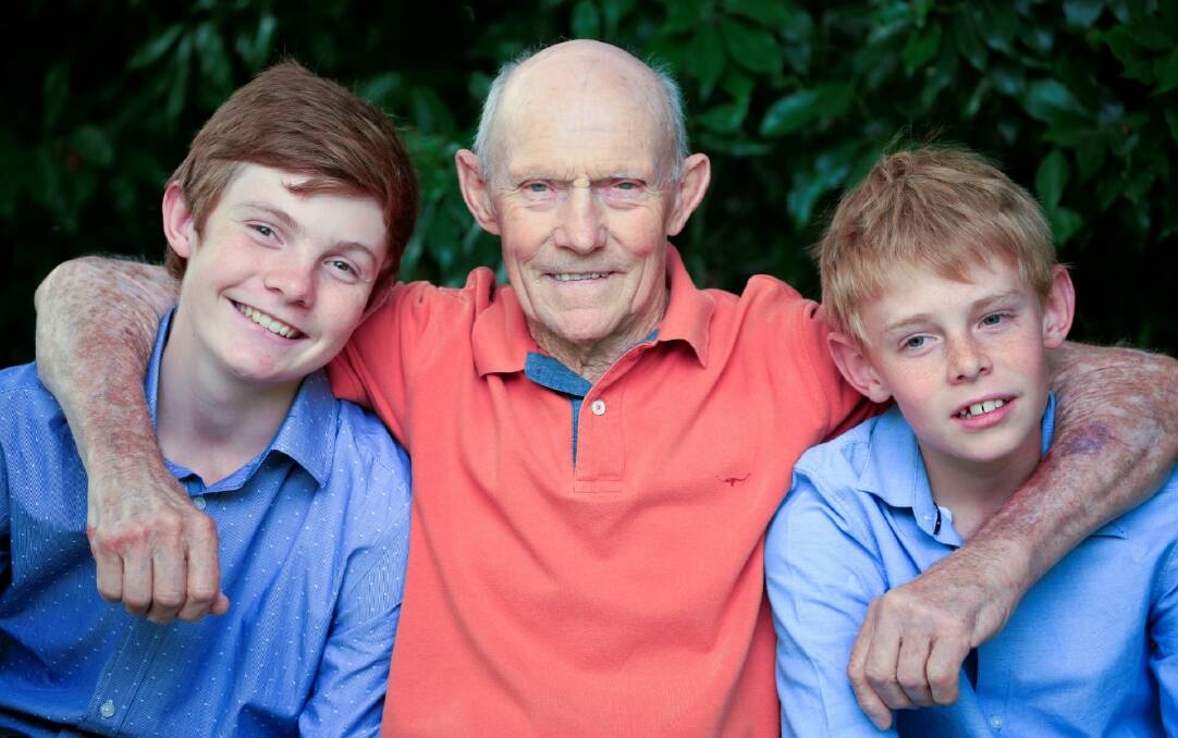 RIP: The late John Atkins, pictured with his grandsons Tom and Max Hatton. Photo: supplied